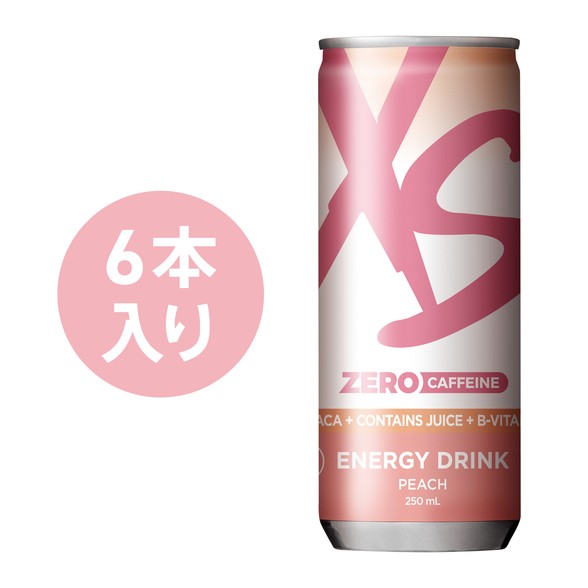 アムウェイ XS エナジードリンク カフェインゼロ ピーチ 6本入り パッケージ画像